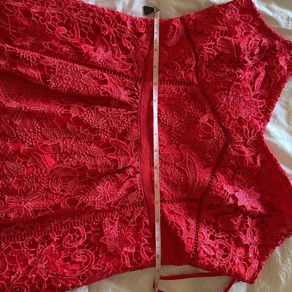 NWT Ted Baker Valens Mixed Lace Midi Dress ~ Red ~ 3 ~ US Size 8 - Picture 6 of 7